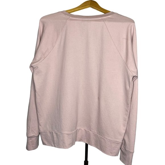 A.N.A. A new approach lace up front knit pink sweatshirt hi-lo long sleeve V-nec - Picture 6 of 8